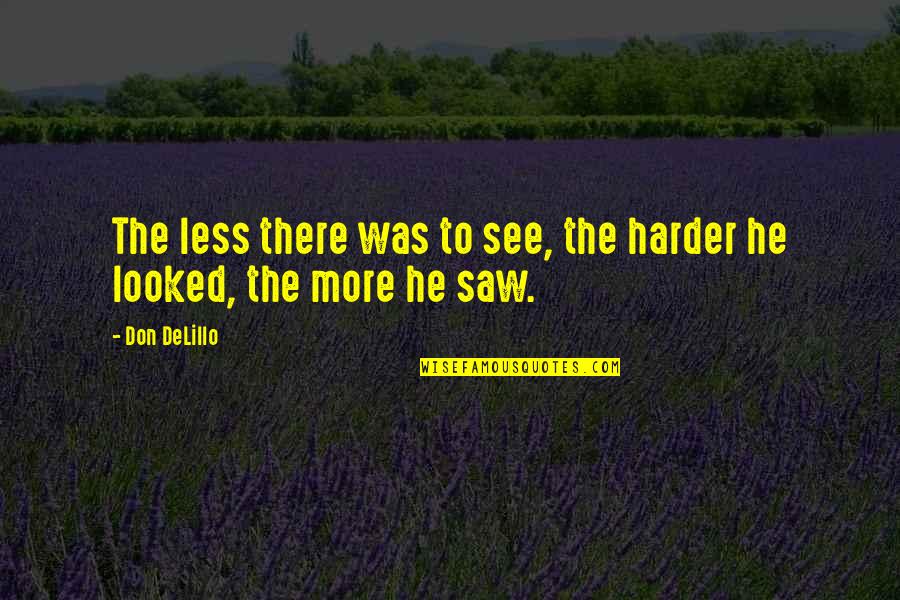 Cashtime Life Quotes By Don DeLillo: The less there was to see, the harder