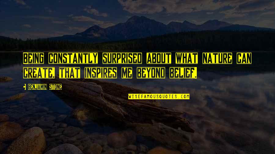 Cassadine Industries Quotes By Benjamin Stone: Being constantly surprised about what nature can create,