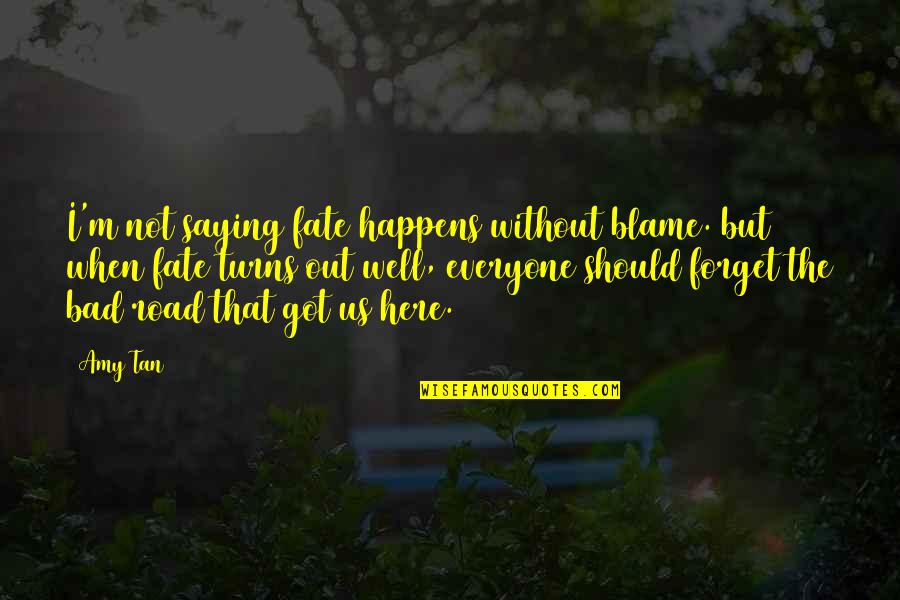 Casshern Sins Quotes By Amy Tan: I'm not saying fate happens without blame. but