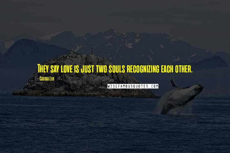 Cassia Leo quotes: They say love is just two souls recognizing each other.