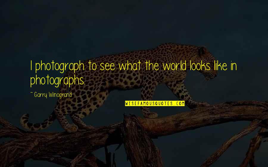 Cassidian Quotes By Garry Winogrand: I photograph to see what the world looks