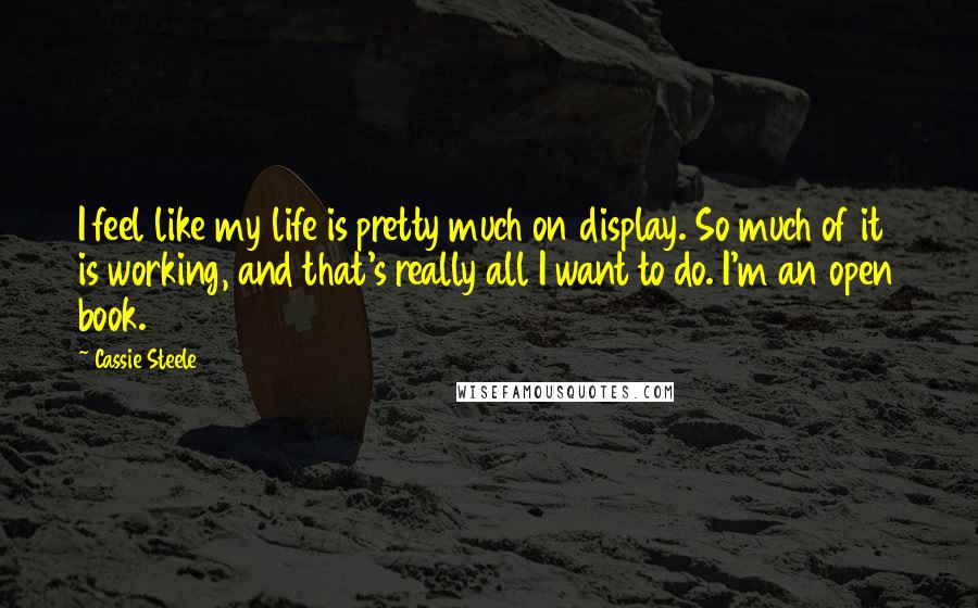 Cassie Steele quotes: I feel like my life is pretty much on display. So much of it is working, and that's really all I want to do. I'm an open book.