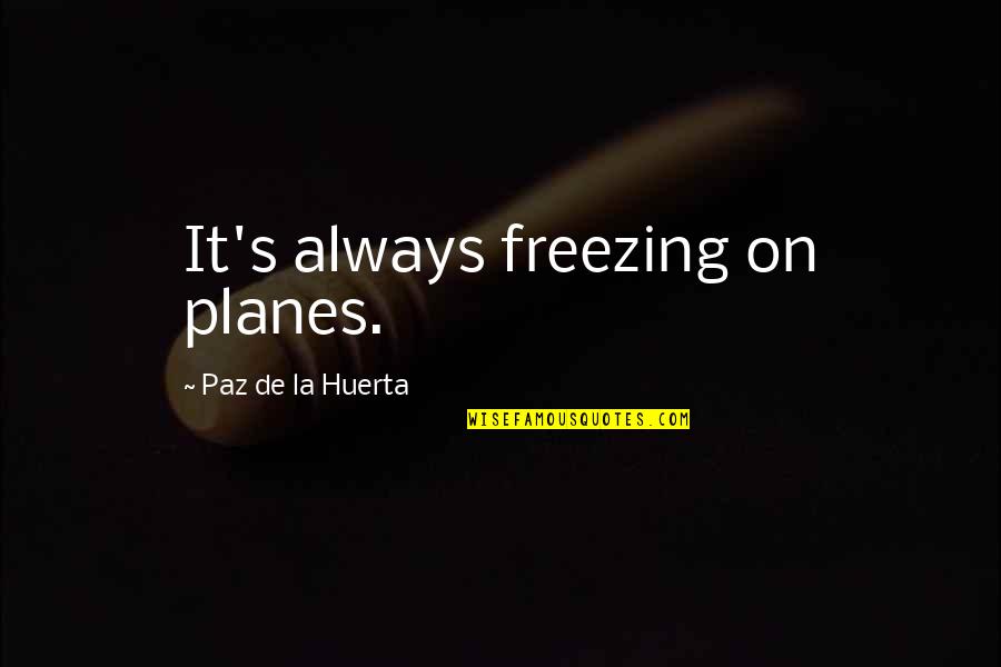 Cassoulet Quotes By Paz De La Huerta: It's always freezing on planes.