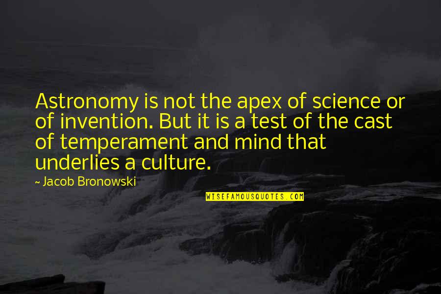 Cast It Quotes By Jacob Bronowski: Astronomy is not the apex of science or