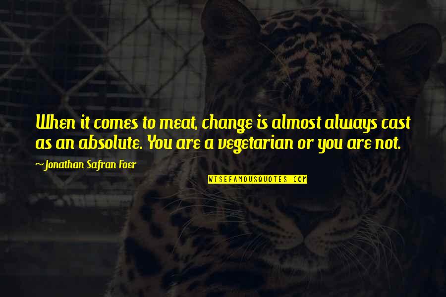 Cast It Quotes By Jonathan Safran Foer: When it comes to meat, change is almost