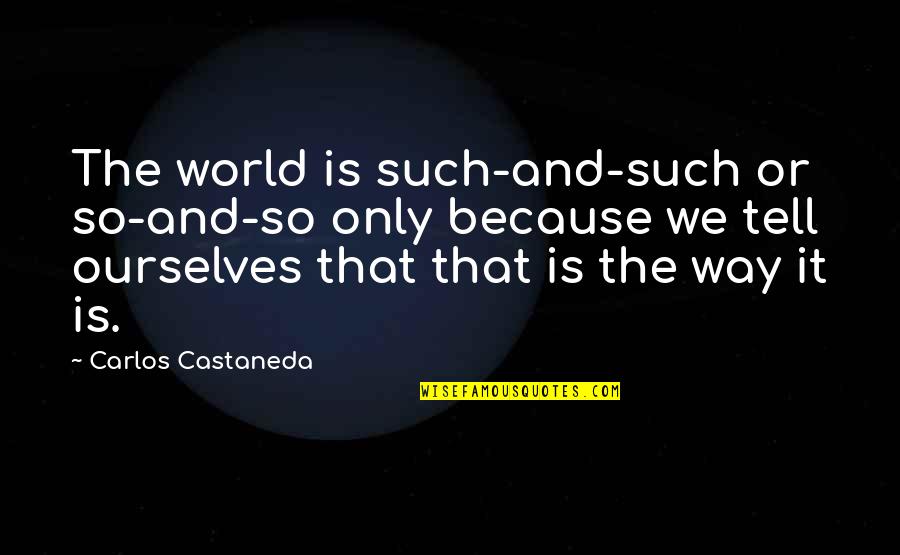 Castaneda Carlos Quotes By Carlos Castaneda: The world is such-and-such or so-and-so only because