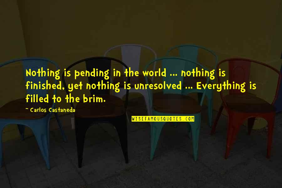 Castaneda Carlos Quotes By Carlos Castaneda: Nothing is pending in the world ... nothing