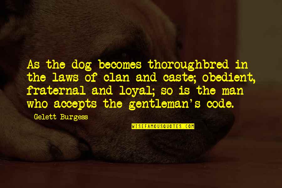 Caste Quotes By Gelett Burgess: As the dog becomes thoroughbred in the laws