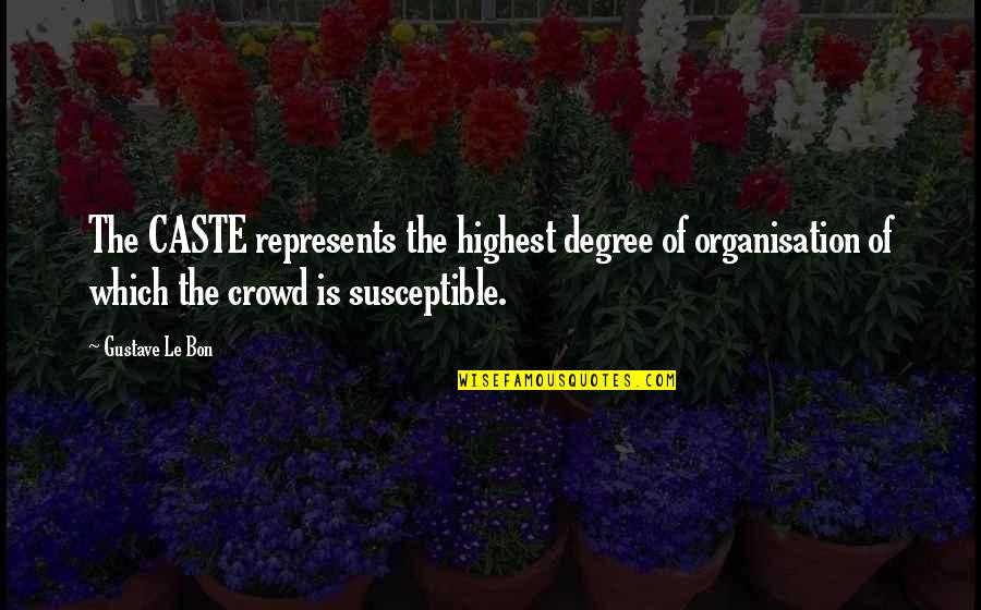 Caste Quotes By Gustave Le Bon: The CASTE represents the highest degree of organisation