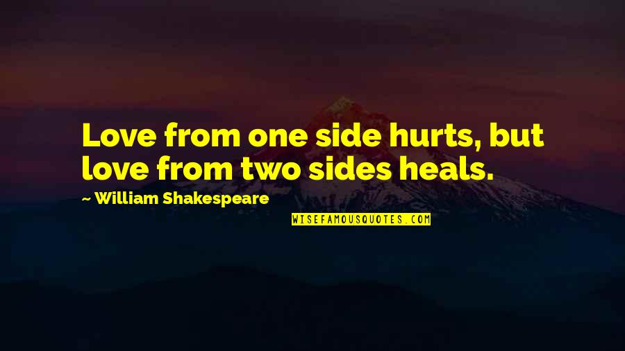 Castelbuono Quotes By William Shakespeare: Love from one side hurts, but love from Castelbuono Quotes By William Shakespeare: Love from one side hurts, but love from