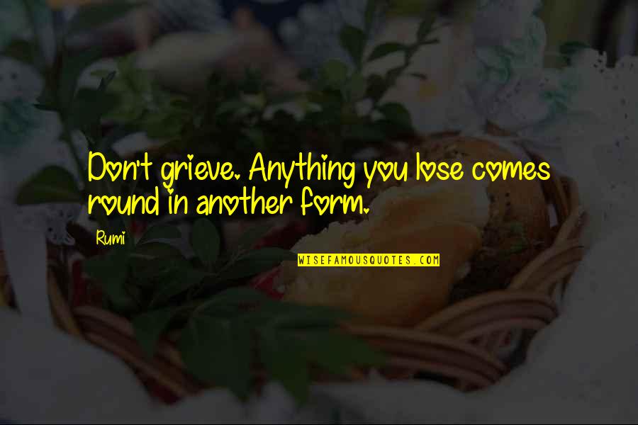 Castidad Sinonimo Quotes By Rumi: Don't grieve. Anything you lose comes round in