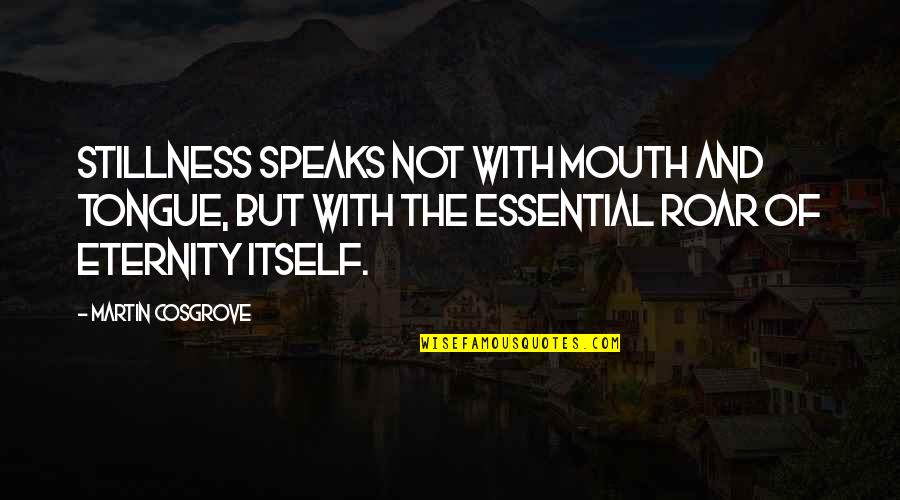 Castillejos Eye Quotes By Martin Cosgrove: Stillness speaks not with mouth and tongue, but Castillejos Eye Quotes By Martin Cosgrove: Stillness speaks not with mouth and tongue, but