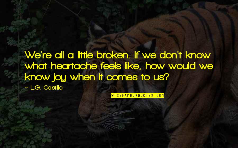 Castillo Quotes By L.G. Castillo: We're all a little broken. If we don't Castillo Quotes By L.G. Castillo: We're all a little broken. If we don't