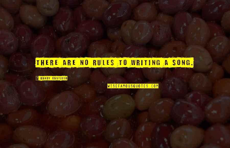 Castillo Quotes By Randy Castillo: There are no rules to writing a song. Castillo Quotes By Randy Castillo: There are no rules to writing a song.