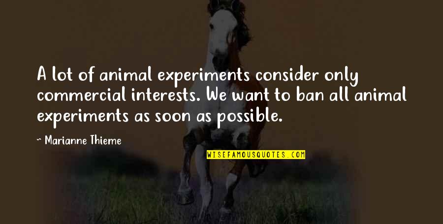 Casting Blame Quotes By Marianne Thieme: A lot of animal experiments consider only commercial