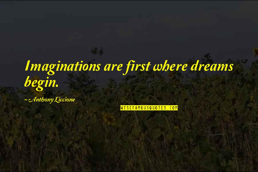 Castrating Calves Quotes By Anthony Liccione: Imaginations are first where dreams begin.