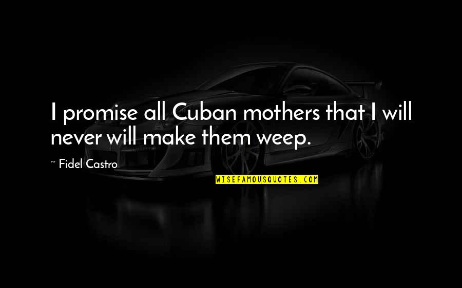 Castro Quotes By Fidel Castro: I promise all Cuban mothers that I will