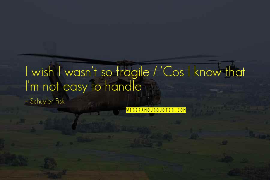 Casuistica Definicion Quotes By Schuyler Fisk: I wish I wasn't so fragile / 'Cos