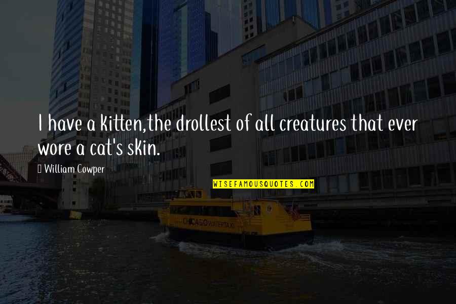 Cat And Kitten Quotes By William Cowper: I have a kitten,the drollest of all creatures