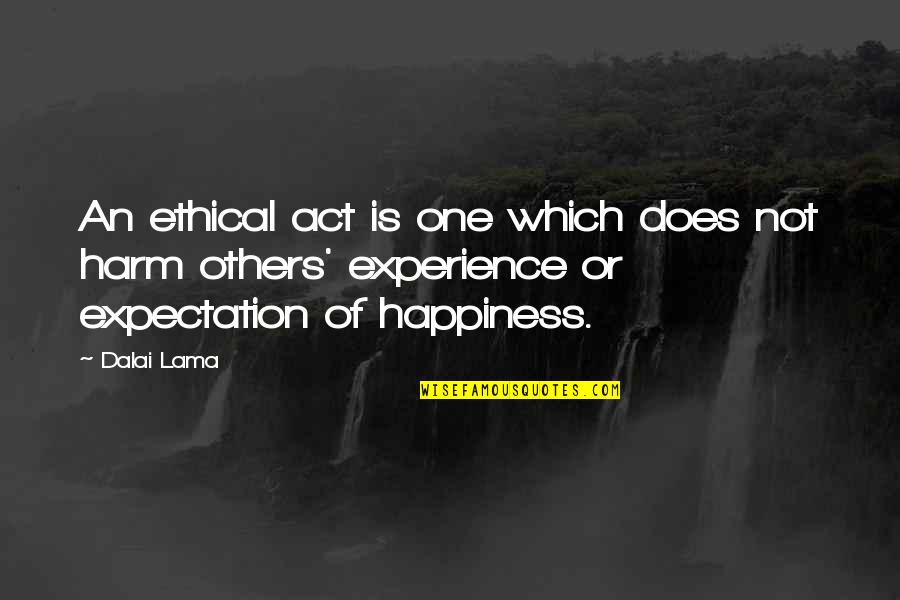 Cat And Lion Quotes By Dalai Lama: An ethical act is one which does not