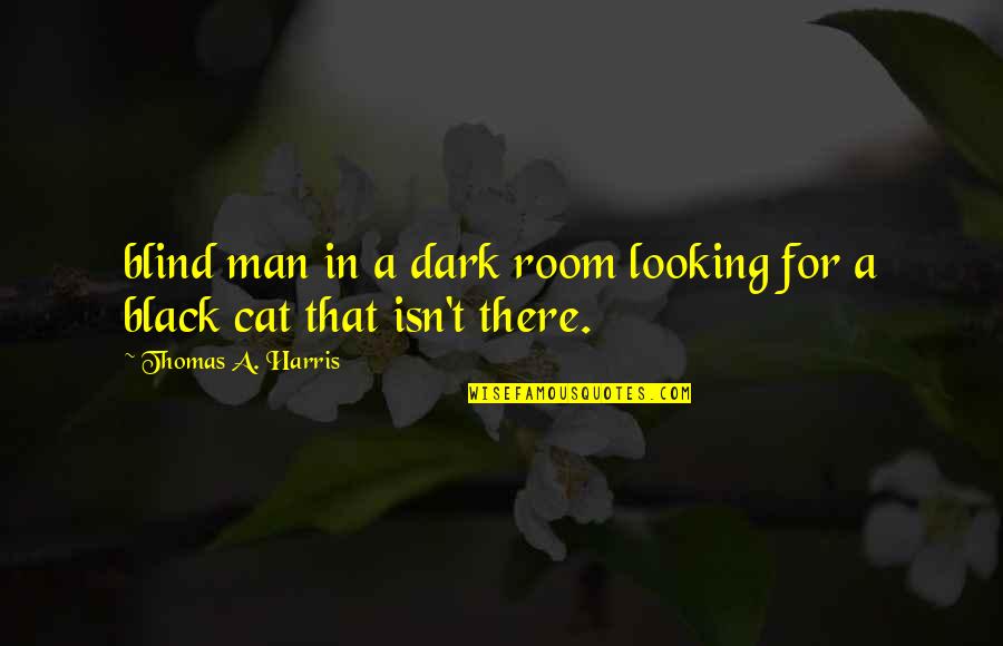 Cat And Man Quotes By Thomas A. Harris: blind man in a dark room looking for