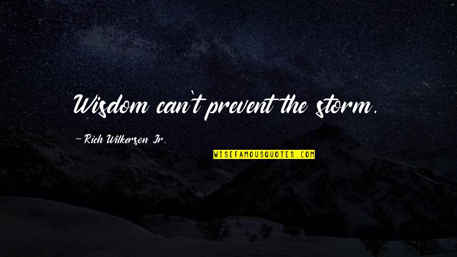 Cat And Millennial Quotes By Rich Wilkerson Jr.: Wisdom can't prevent the storm.