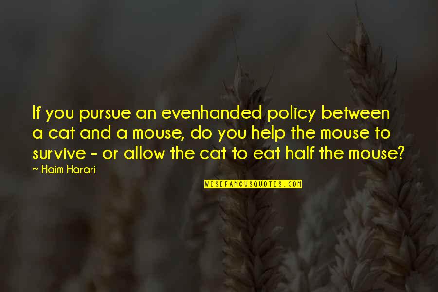 Cat And Mouse Quotes By Haim Harari: If you pursue an evenhanded policy between a
