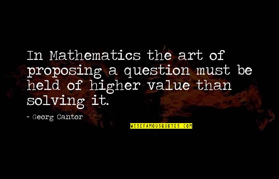 Cat Behemoth Quotes By Georg Cantor: In Mathematics the art of proposing a question