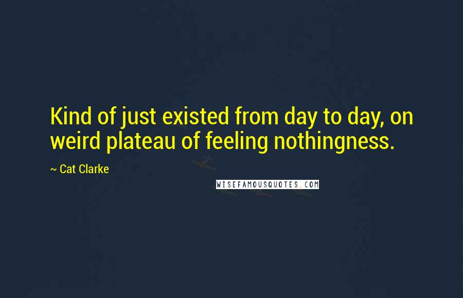 Cat Clarke quotes: Kind of just existed from day to day, on weird plateau of feeling nothingness.