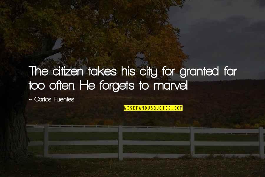 Cat Exam Quotes By Carlos Fuentes: The citizen takes his city for granted far
