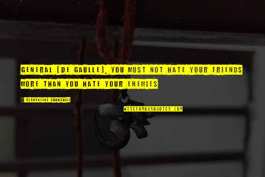 Cat Fur Quotes By Clementine Churchill: General [De Gaulle], you must not hate your