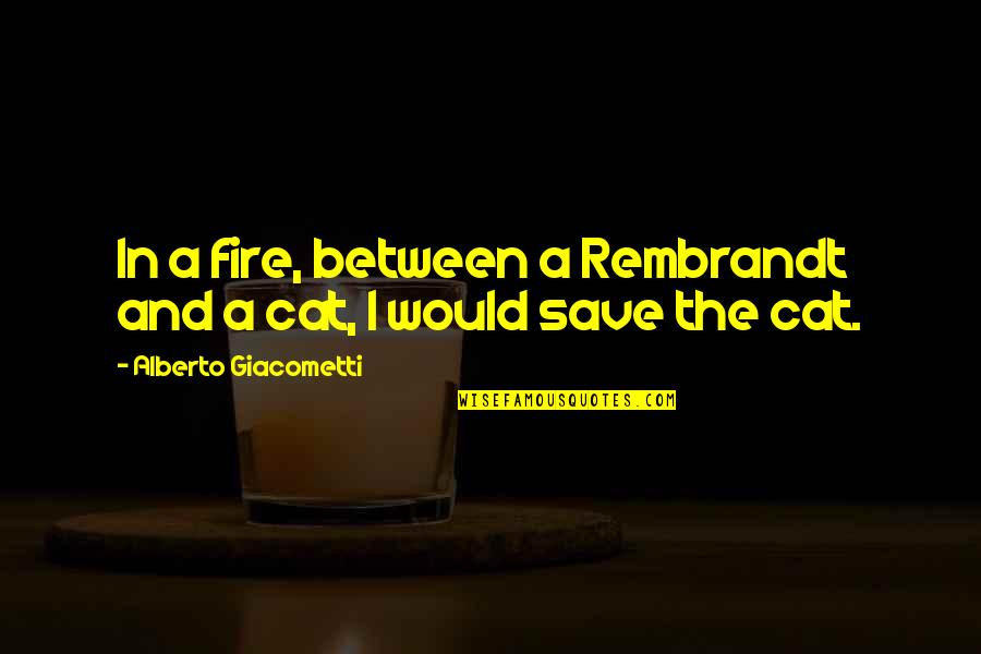 Cat In The Quotes By Alberto Giacometti: In a fire, between a Rembrandt and a