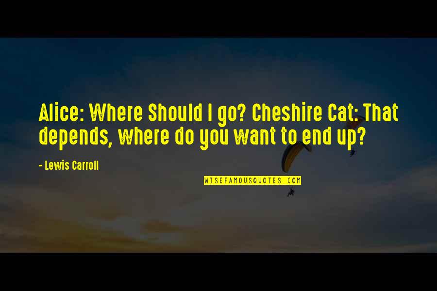 Cat Inspirational Quotes By Lewis Carroll: Alice: Where Should I go? Cheshire Cat: That
