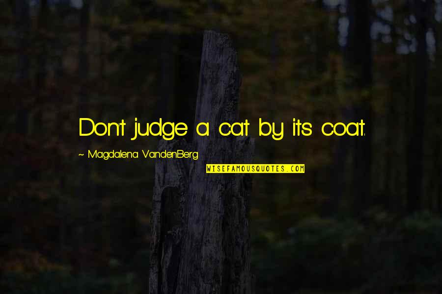 Cat Inspirational Quotes By Magdalena VandenBerg: Don't judge a cat by its coat. Cat Inspirational Quotes By Magdalena VandenBerg: Don't judge a cat by its coat.