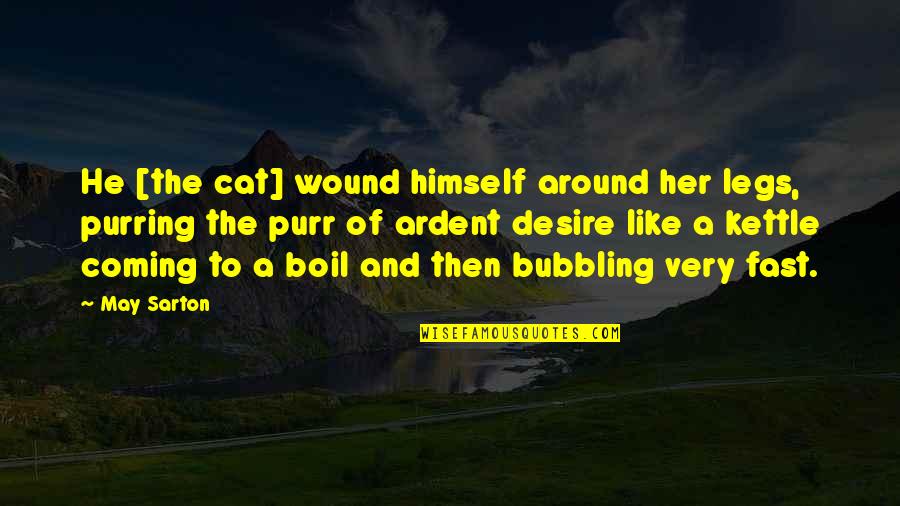 Cat Like Quotes By May Sarton: He [the cat] wound himself around her legs,