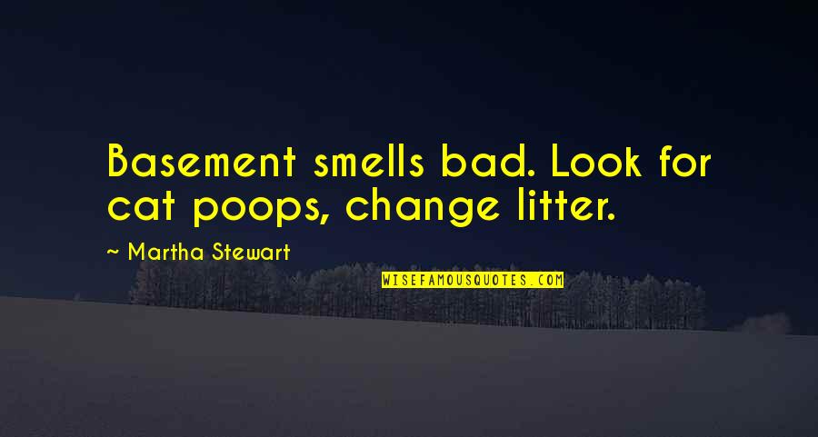 Cat Litter Quotes By Martha Stewart: Basement smells bad. Look for cat poops, change