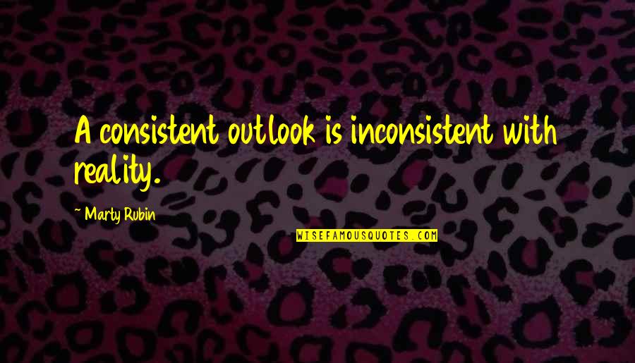 Cat Lover Quotes By Marty Rubin: A consistent outlook is inconsistent with reality.