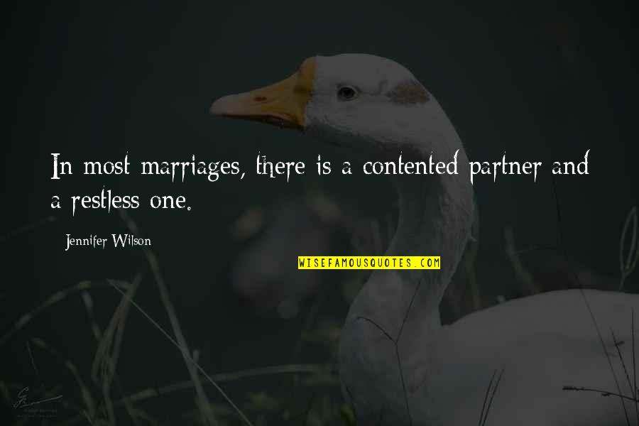 Cat Movie Quotes By Jennifer Wilson: In most marriages, there is a contented partner
