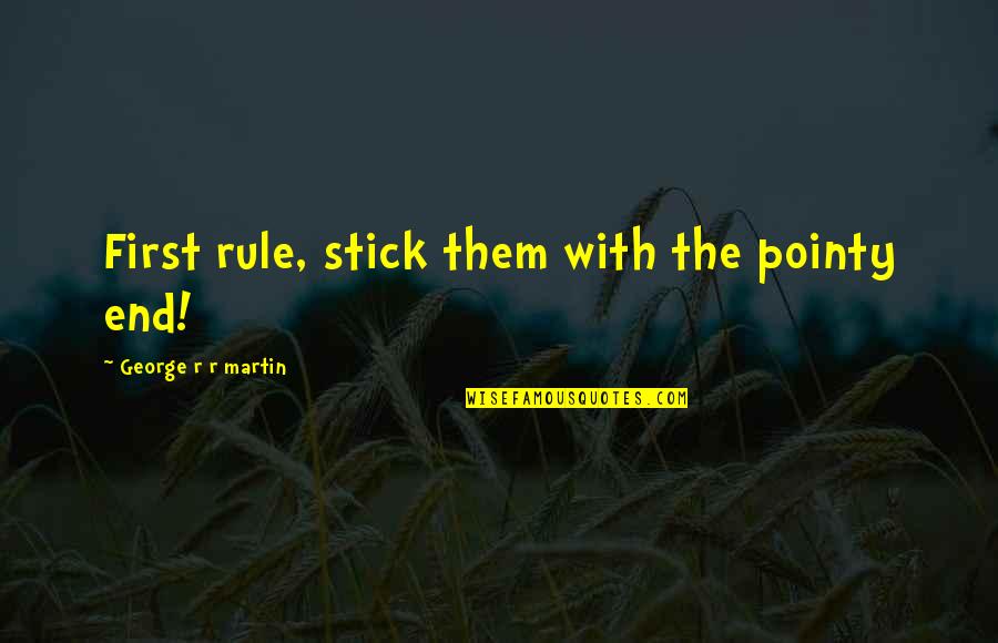 Cat Owner Quotes By George R R Martin: First rule, stick them with the pointy end! Cat Owner Quotes By George R R Martin: First rule, stick them with the pointy end!