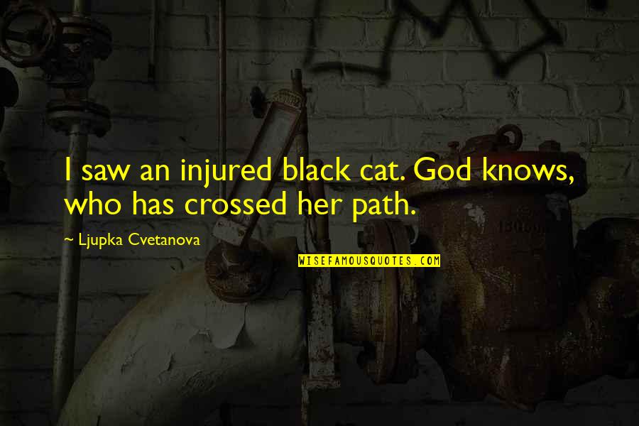 Cat Quote Quotes By Ljupka Cvetanova: I saw an injured black cat. God knows,