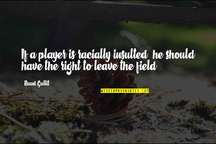 Cat Shelter Quotes By Ruud Gullit: If a player is racially insulted, he should