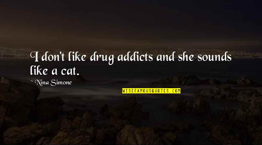 Cat Sounds Quotes By Nina Simone: I don't like drug addicts and she sounds
