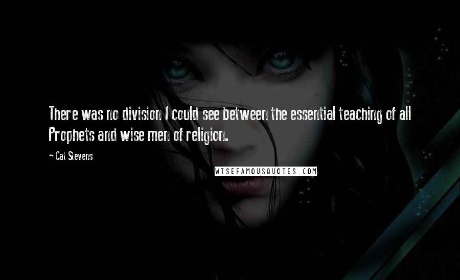 Cat Stevens quotes: There was no division I could see between the essential teaching of all Prophets and wise men of religion.