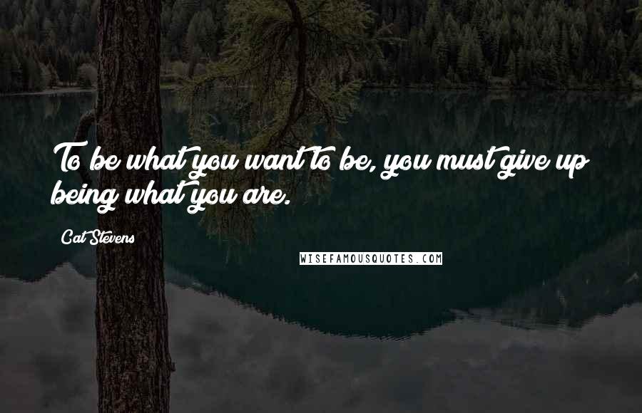 Cat Stevens quotes: To be what you want to be, you must give up being what you are.