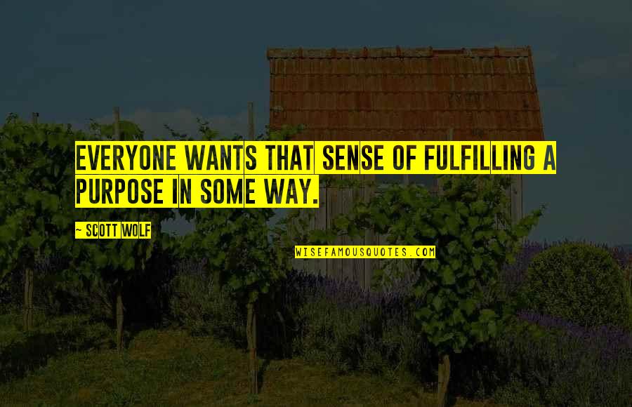 Catarrhine Quotes By Scott Wolf: Everyone wants that sense of fulfilling a purpose