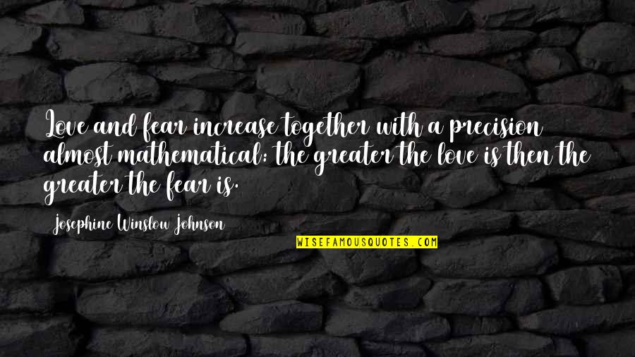 Catastroph Quotes By Josephine Winslow Johnson: Love and fear increase together with a precision