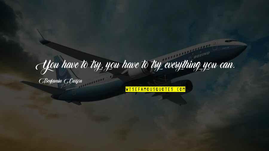 Catatonico Definicion Quotes By Benjamin Carson: You have to try, you have to try