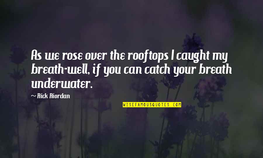 Catch If You Can Quotes By Rick Riordan: As we rose over the rooftops I caught