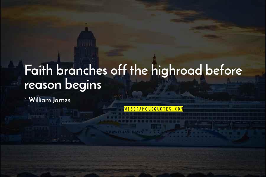 Catchall Quotes By William James: Faith branches off the highroad before reason begins