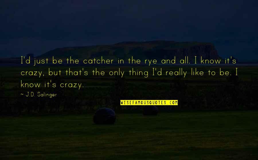 Catcher Quotes By J.D. Salinger: I'd just be the catcher in the rye